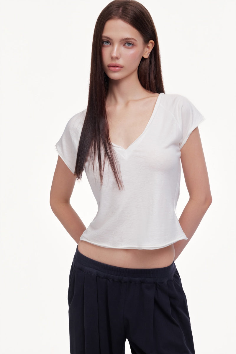 V-neck short sleeve