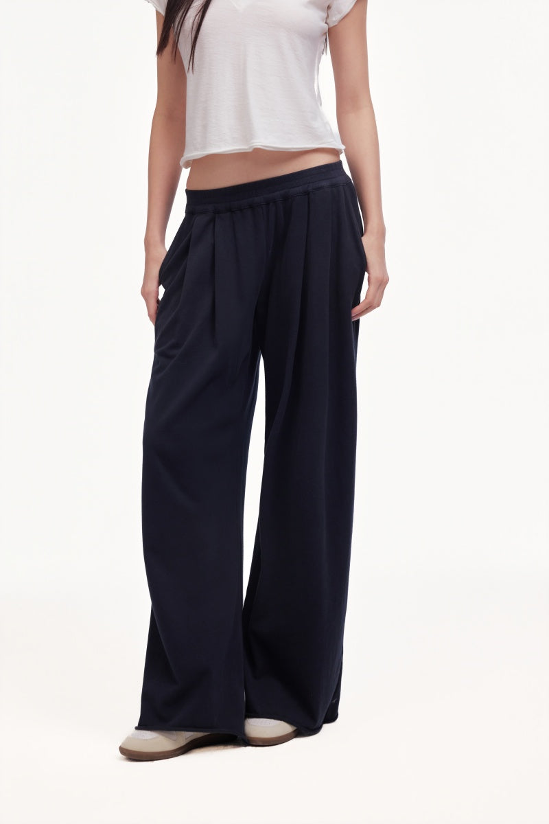 Midriff-hugging casual wide-leg pants