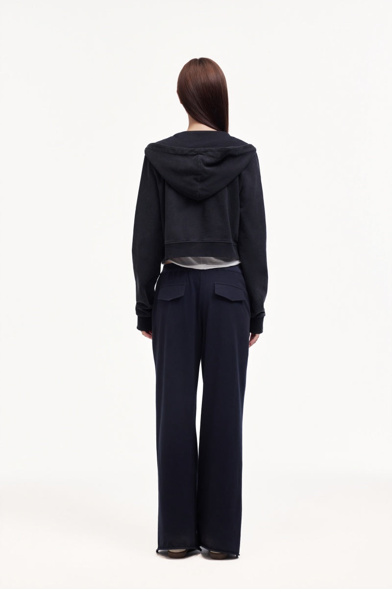 Midriff-hugging casual wide-leg pants