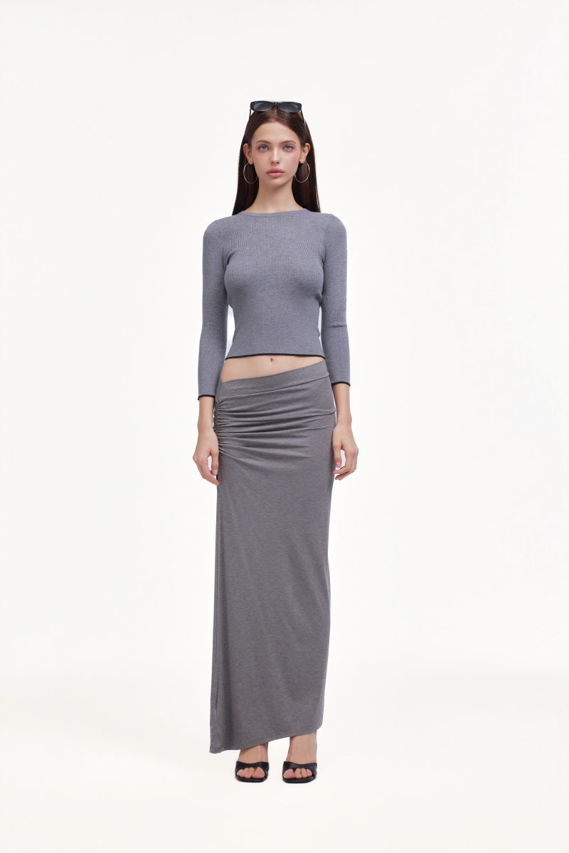 Grey wool knitted sweater