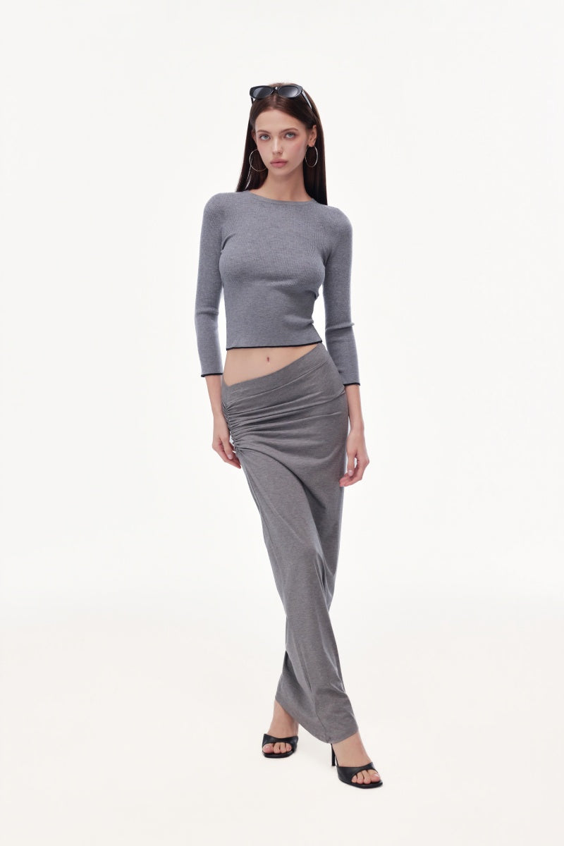Grey wool knitted sweater