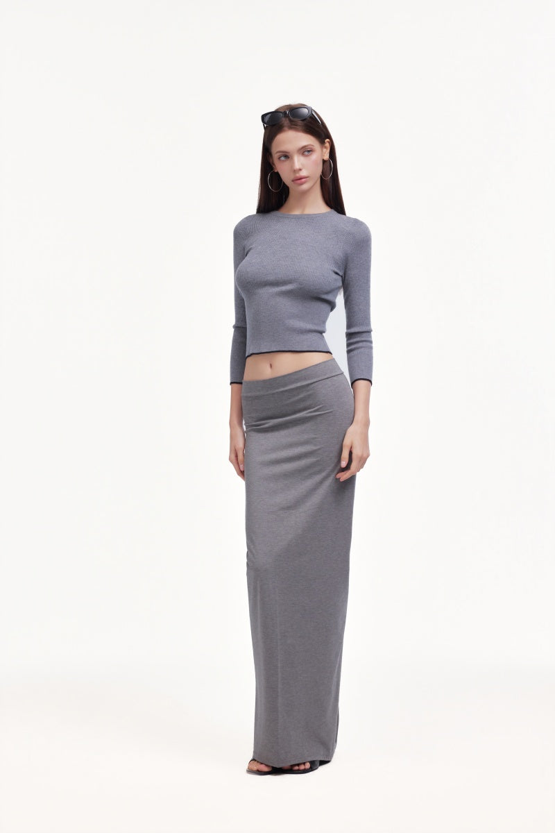 Gray half-length skirt