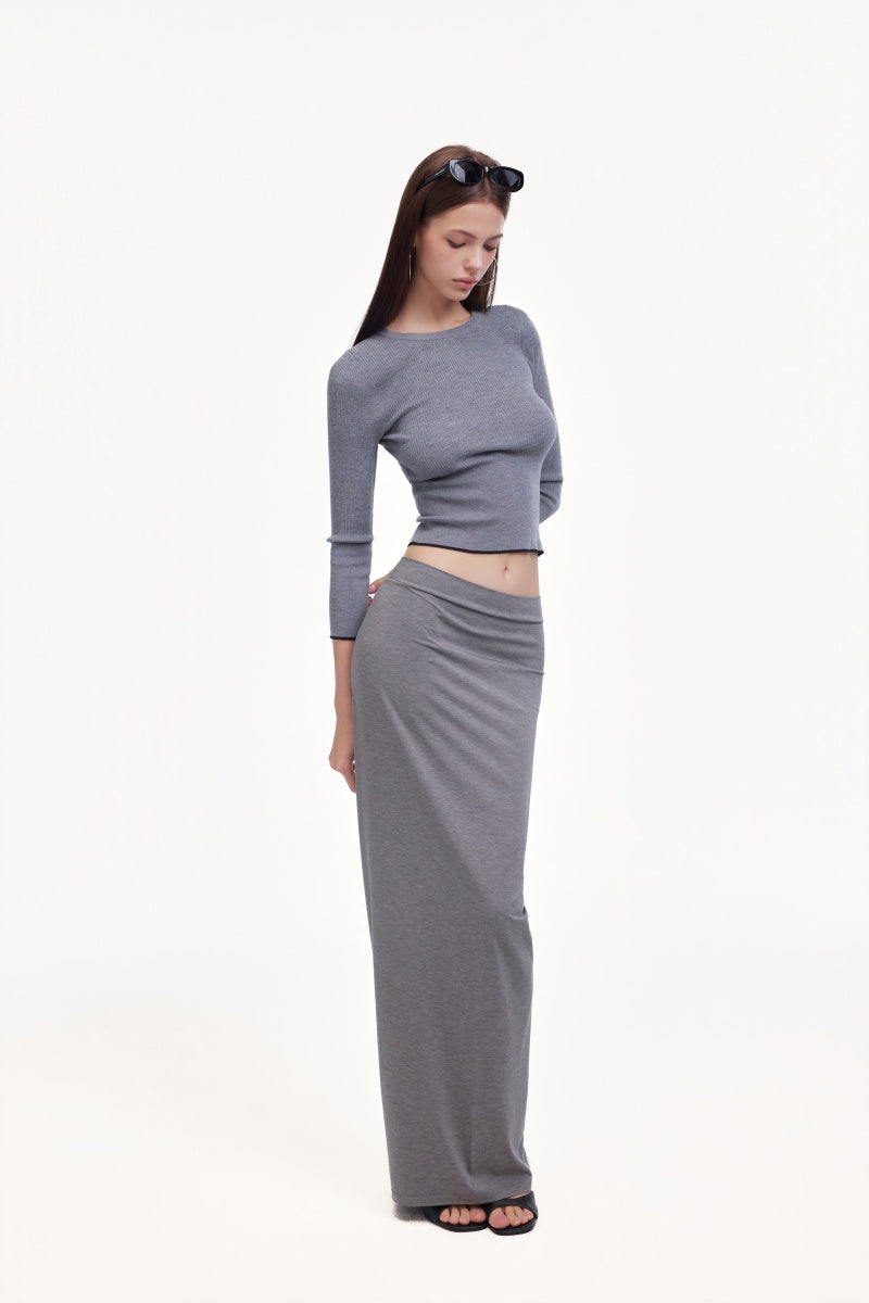 Grey wool knitted sweater