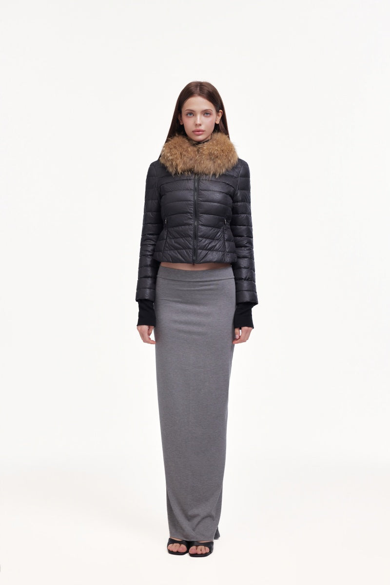 Gray half-length skirt