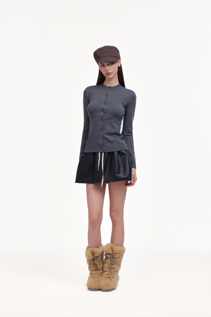 Gray knitted cardigan