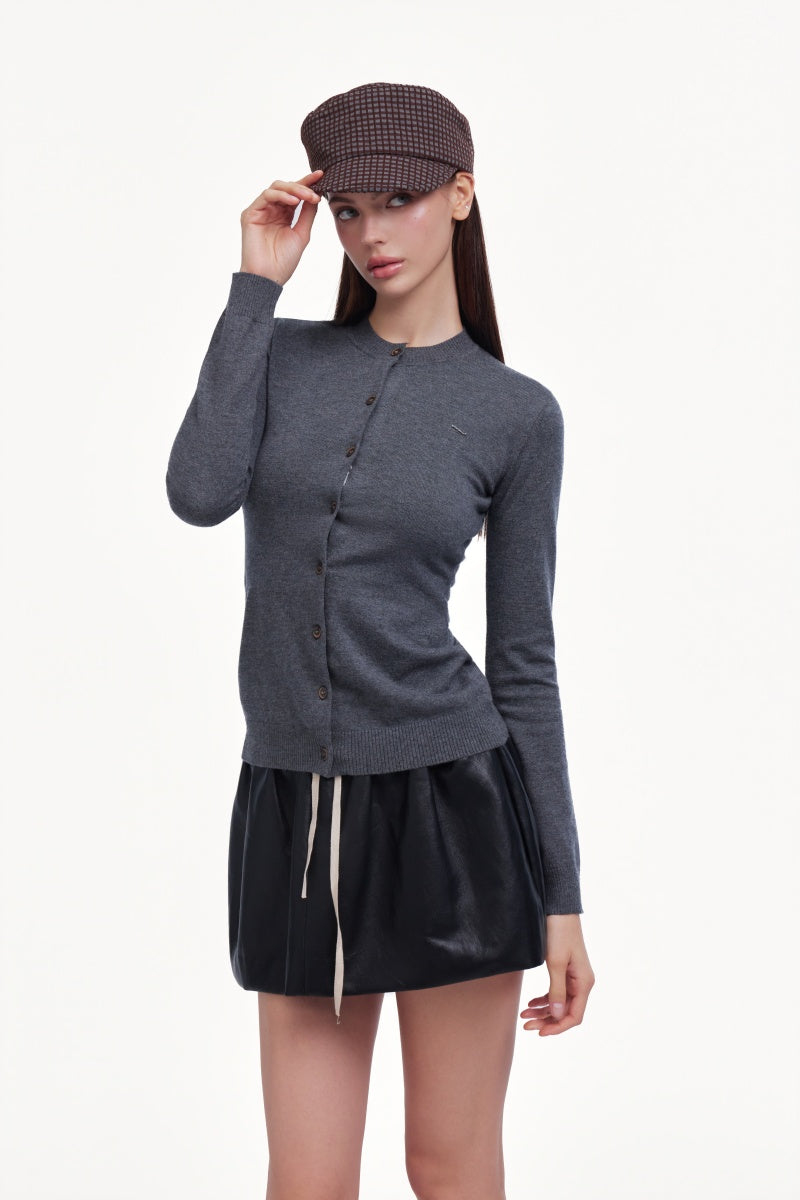 Gray knitted cardigan