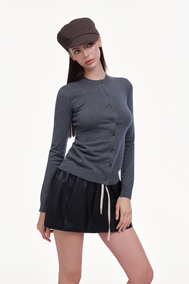 Gray knitted cardigan