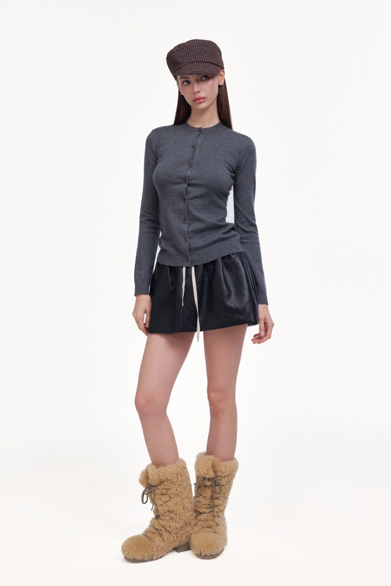 Gray knitted cardigan