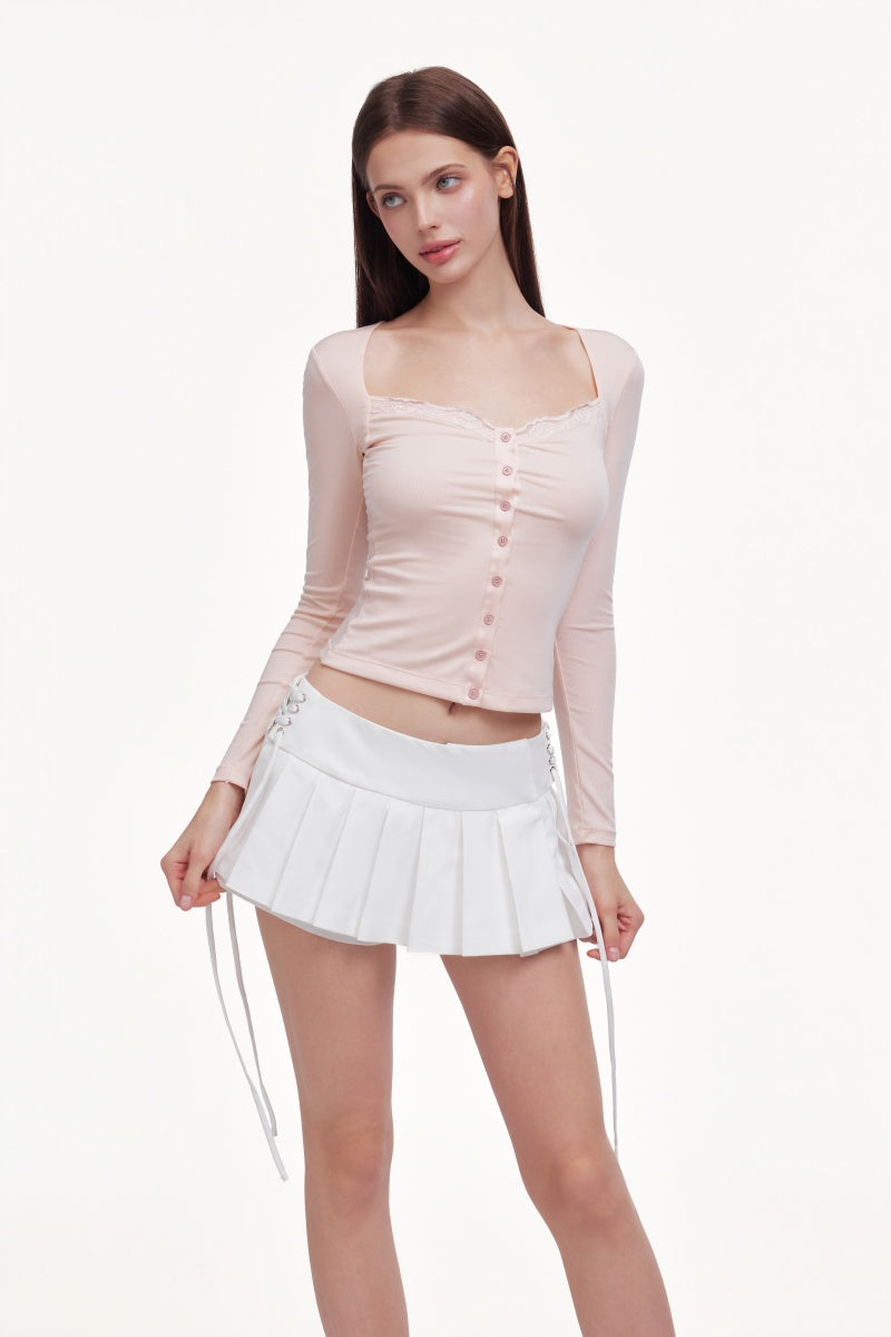 White pleated skirt