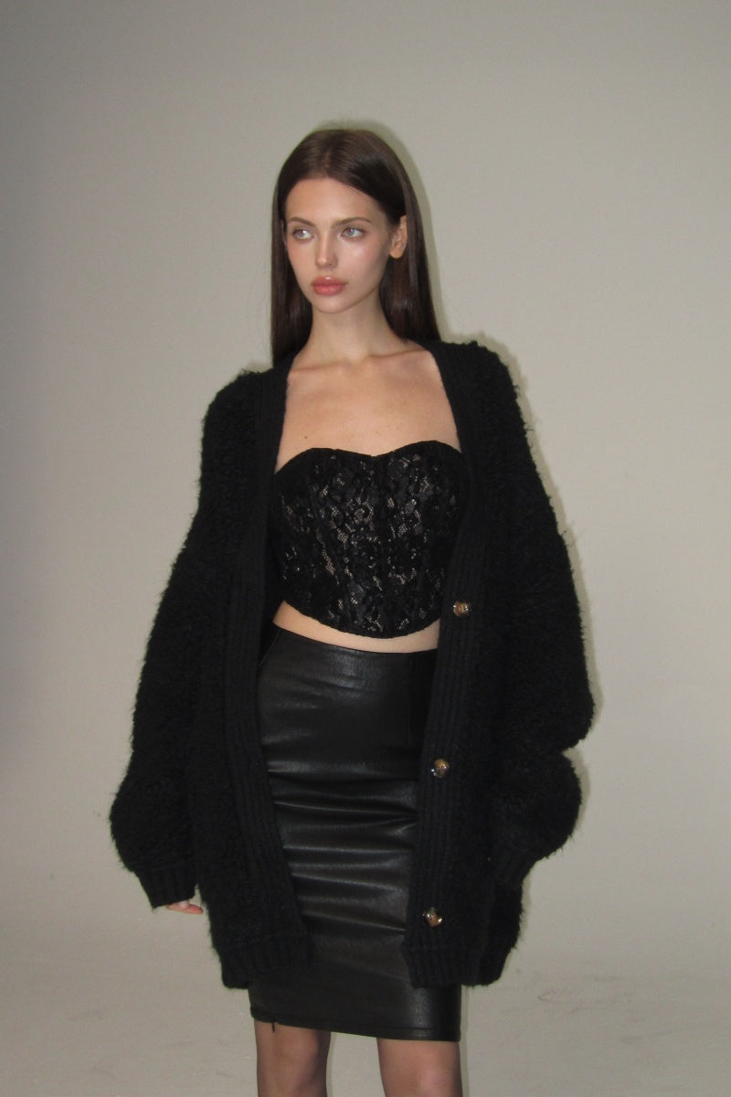Black lace plunging top