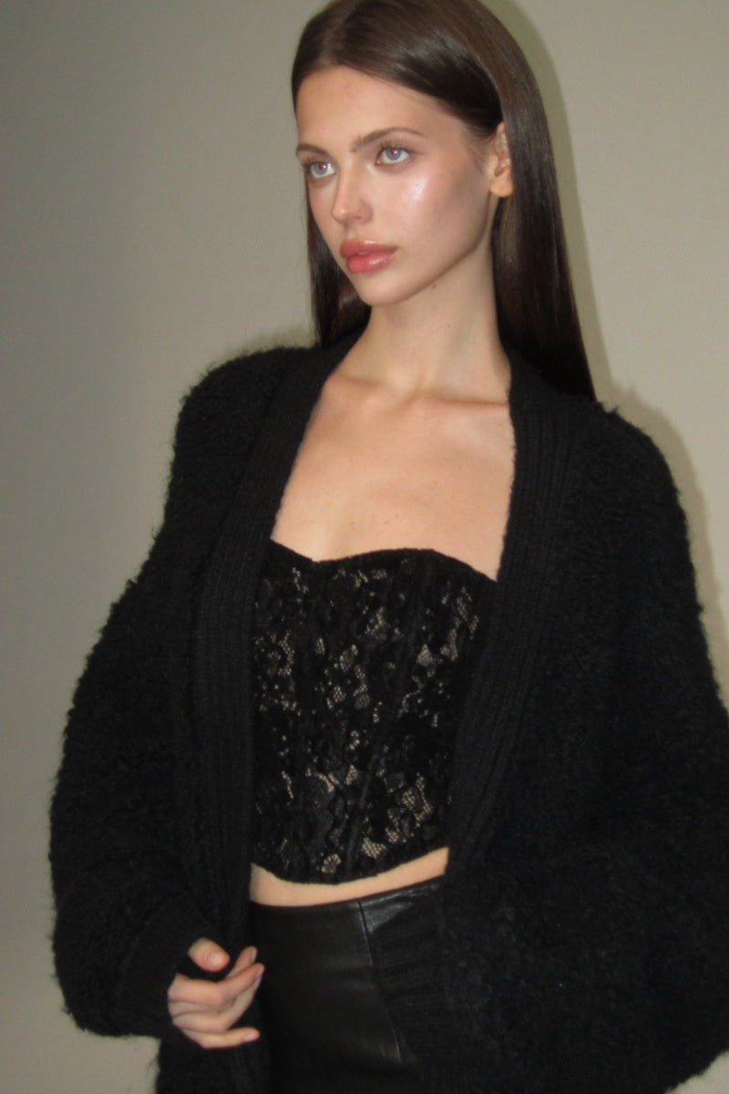 Black lace plunging top